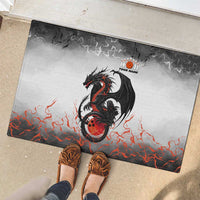 Custom Black Dragon Bowling Rubber Doormat with Fiery Ball and Thunderstorm Lightning Pattern - Wonder Print Shop