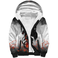 Custom Black Dragon Bowling Sherpa Hoodie with Fiery Ball and Thunderstorm Lightning Pattern - Wonder Print Shop
