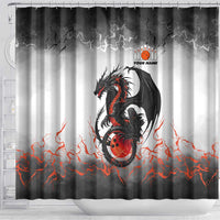 Custom Black Dragon Bowling Shower Curtain with Fiery Ball and Thunderstorm Lightning Pattern - Wonder Print Shop