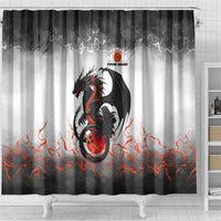 Custom Black Dragon Bowling Shower Curtain with Fiery Ball and Thunderstorm Lightning Pattern - Wonder Print Shop