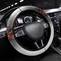 Black Dragon Bowling Steering Wheel Cover with Fiery Ball and Thunderstorm Lightning Pattern - Wonder Print Shop