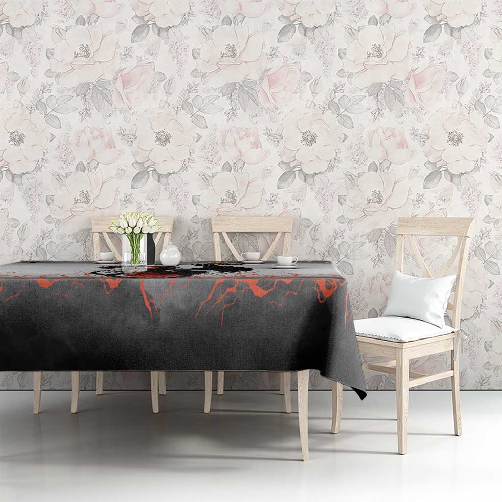 Custom Black Dragon Bowling Tablecloth with Fiery Ball and Thunderstorm Lightning Pattern - Wonder Print Shop