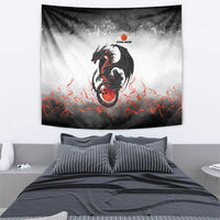 Custom Black Dragon Bowling Tapestry with Fiery Ball and Thunderstorm Lightning Pattern - Wonder Print Shop