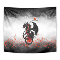 Custom Black Dragon Bowling Tapestry with Fiery Ball and Thunderstorm Lightning Pattern - Wonder Print Shop