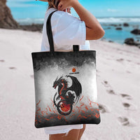 Custom Black Dragon Bowling Tote Bag with Fiery Ball and Thunderstorm Lightning Pattern - Wonder Print Shop