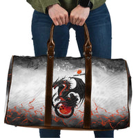 Custom Black Dragon Bowling Travel Bag with Fiery Ball and Thunderstorm Lightning Pattern - Wonder Print Shop