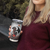 Custom Black Dragon Bowling Tumbler Cup with Fiery Ball and Thunderstorm Lightning Pattern - Wonder Print Shop