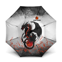 Custom Black Dragon Bowling Umbrella with Fiery Ball and Thunderstorm Lightning Pattern - Wonder Print Shop