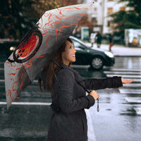 Custom Black Dragon Bowling Umbrella with Fiery Ball and Thunderstorm Lightning Pattern - Wonder Print Shop