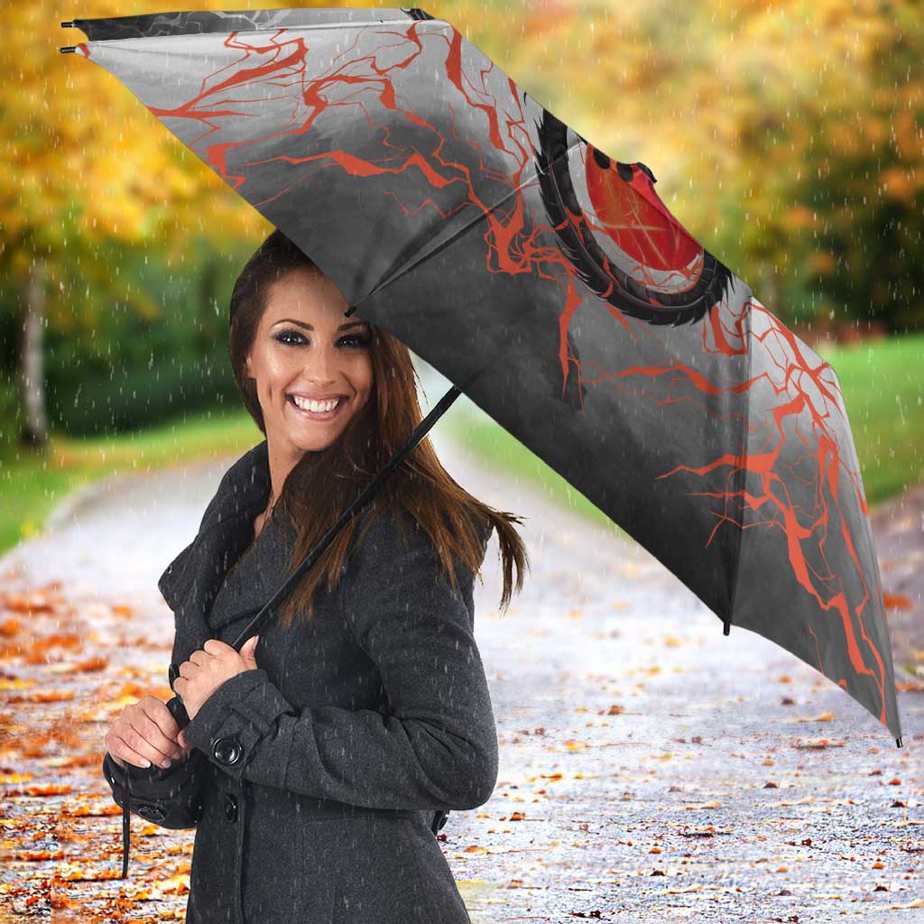 Custom Black Dragon Bowling Umbrella with Fiery Ball and Thunderstorm Lightning Pattern - Wonder Print Shop