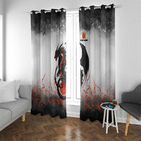 Custom Black Dragon Bowling Window Curtain with Fiery Ball and Thunderstorm Lightning Pattern - Wonder Print Shop