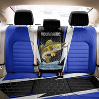 Custom Walleye Fishing Back Car Seat Cover with Jumping Fish Splash and Blue Black Hexagon Pattern - Wonder Print Shop