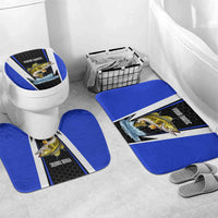 Custom Walleye Fishing Bathroom Set with Jumping Fish Splash and Blue Black Hexagon Pattern - Wonder Print Shop