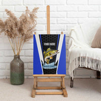 Custom Walleye Fishing Canvas Wall Art with Jumping Fish Splash and Blue Black Hexagon Pattern - Wonder Print Shop