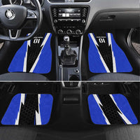 Custom Walleye Fishing Car Mats with Jumping Fish Splash and Blue Black Hexagon Pattern - Wonder Print Shop