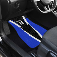 Custom Walleye Fishing Car Mats with Jumping Fish Splash and Blue Black Hexagon Pattern - Wonder Print Shop