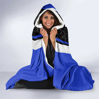 Custom Walleye Fishing Hooded Blanket with Jumping Fish Splash and Blue Black Hexagon Pattern - Wonder Print Shop