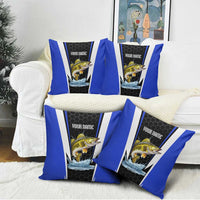 Custom Walleye Fishing Pillow Cover with Jumping Fish Splash and Blue Black Hexagon Pattern - Wonder Print Shop