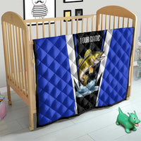 Custom Walleye Fishing Quilt with Jumping Fish Splash and Blue Black Hexagon Pattern - Wonder Print Shop