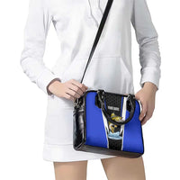 Custom Walleye Fishing Shoulder Handbag with Jumping Fish Splash and Blue Black Hexagon Pattern - Wonder Print Shop