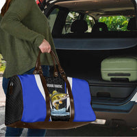 Custom Walleye Fishing Travel Bag with Jumping Fish Splash and Blue Black Hexagon Pattern - Wonder Print Shop