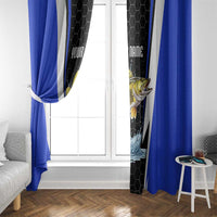 Custom Walleye Fishing Window Curtain with Jumping Fish Splash and Blue Black Hexagon Pattern - Wonder Print Shop
