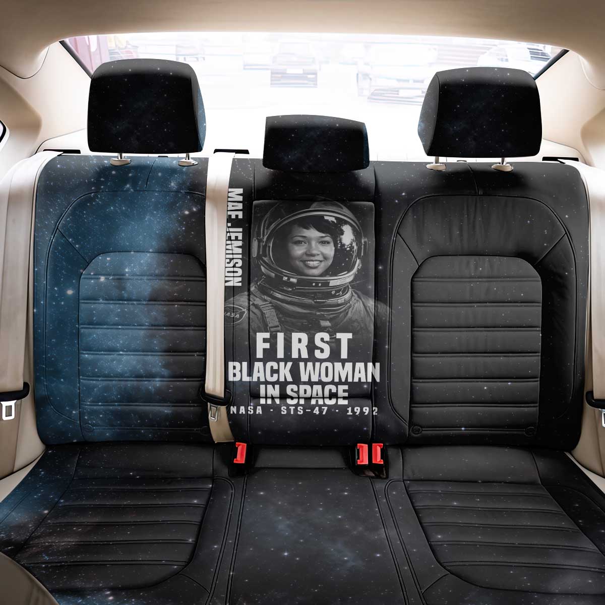 Mae Jemison Back Car Seat Cover with NASA Spacesuit Portrait, First Black Woman - Wonder Print Shop