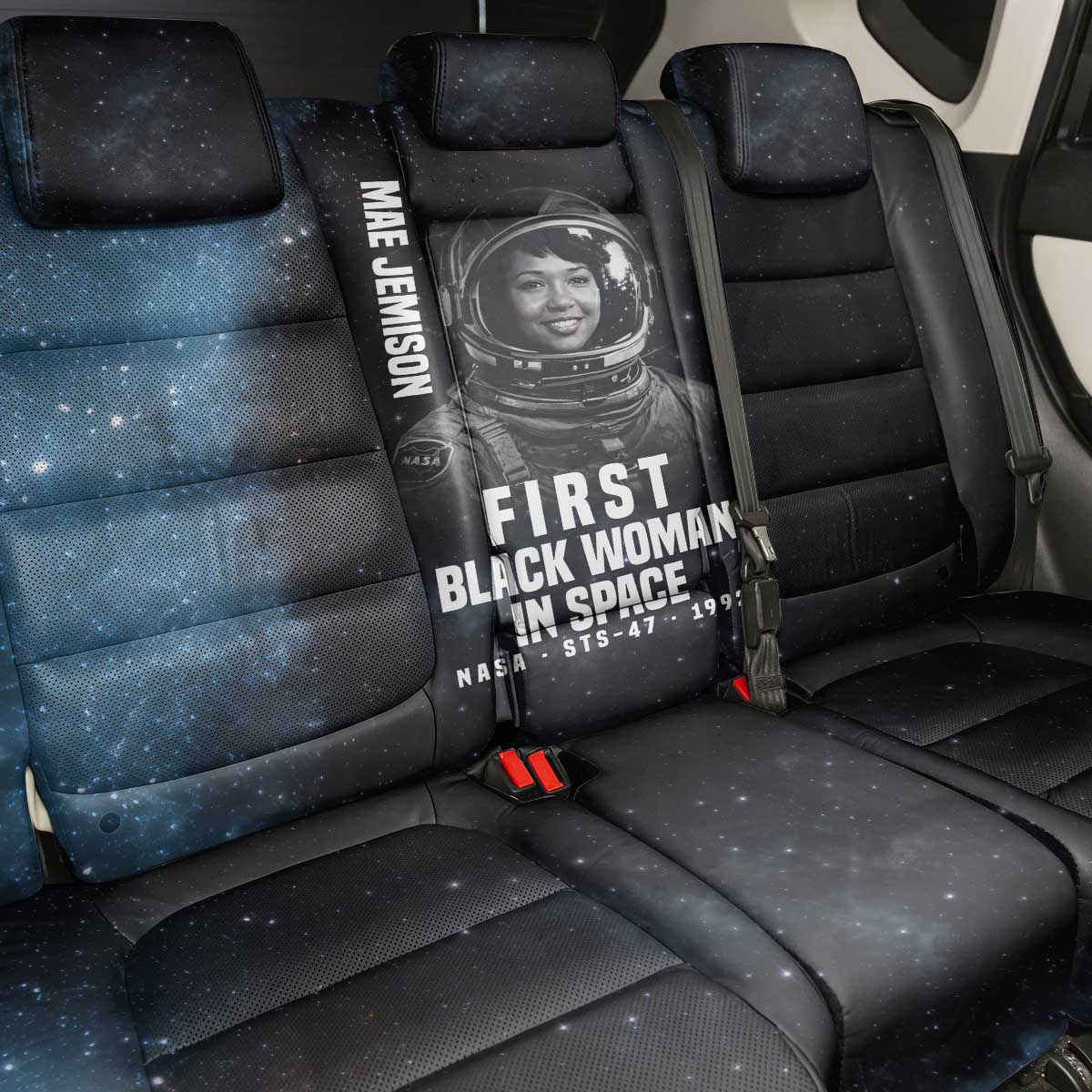 Mae Jemison Back Car Seat Cover with NASA Spacesuit Portrait, First Black Woman - Wonder Print Shop