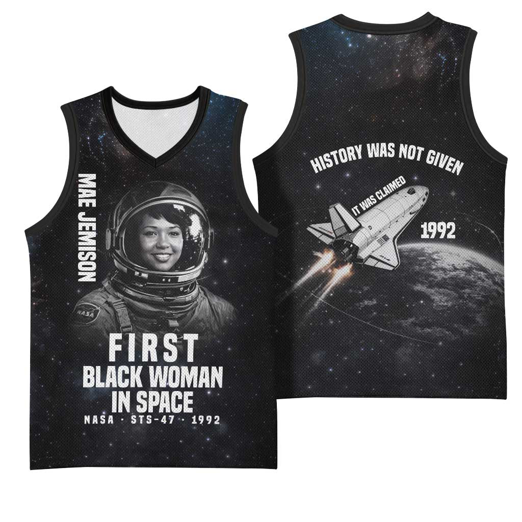 Mae Jemison Basketball Jersey with NASA Spacesuit Portrait, First Black Woman - Wonder Print Shop
