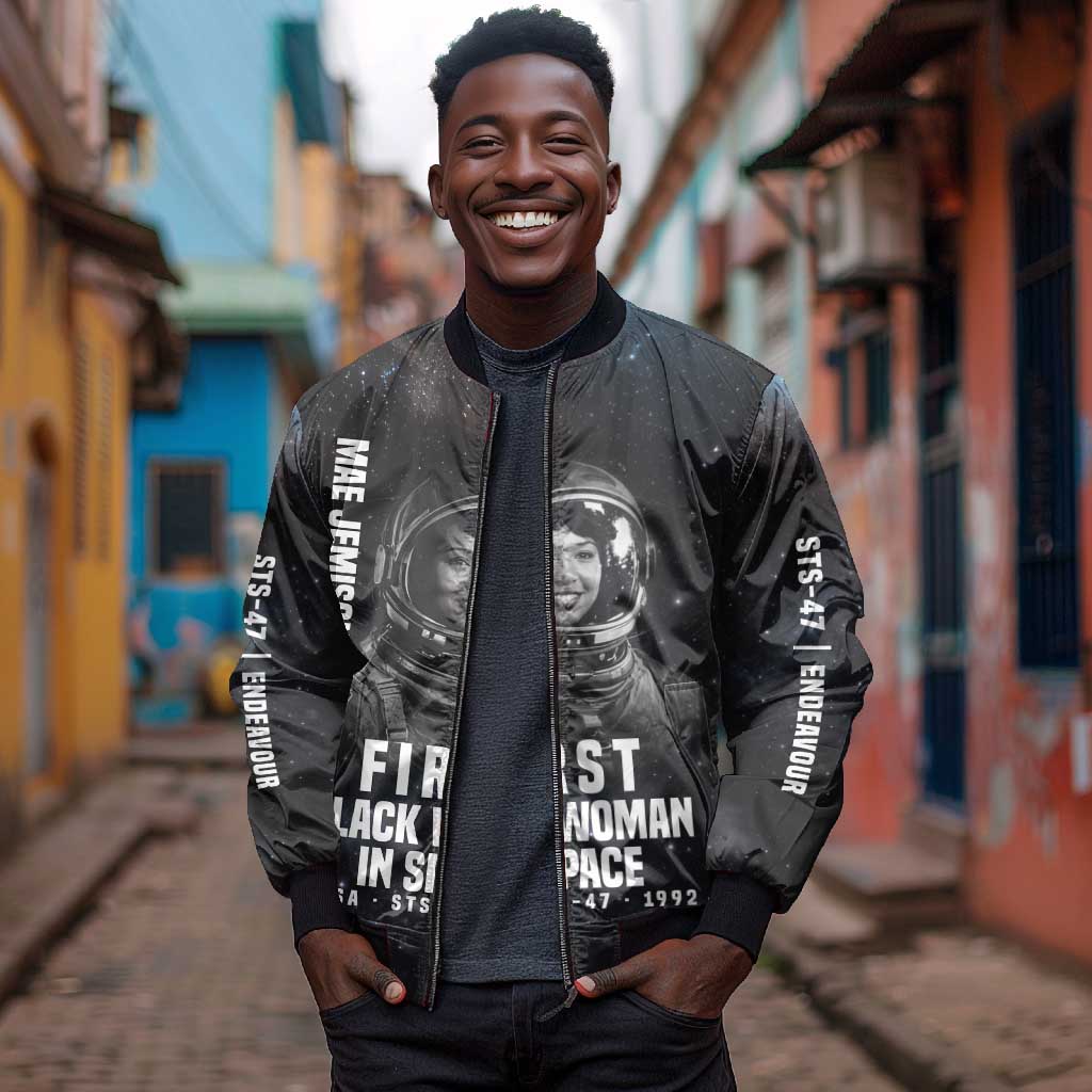 Mae Jemison Bomber Jacket with NASA Spacesuit Portrait, First Black Woman - Wonder Print Shop