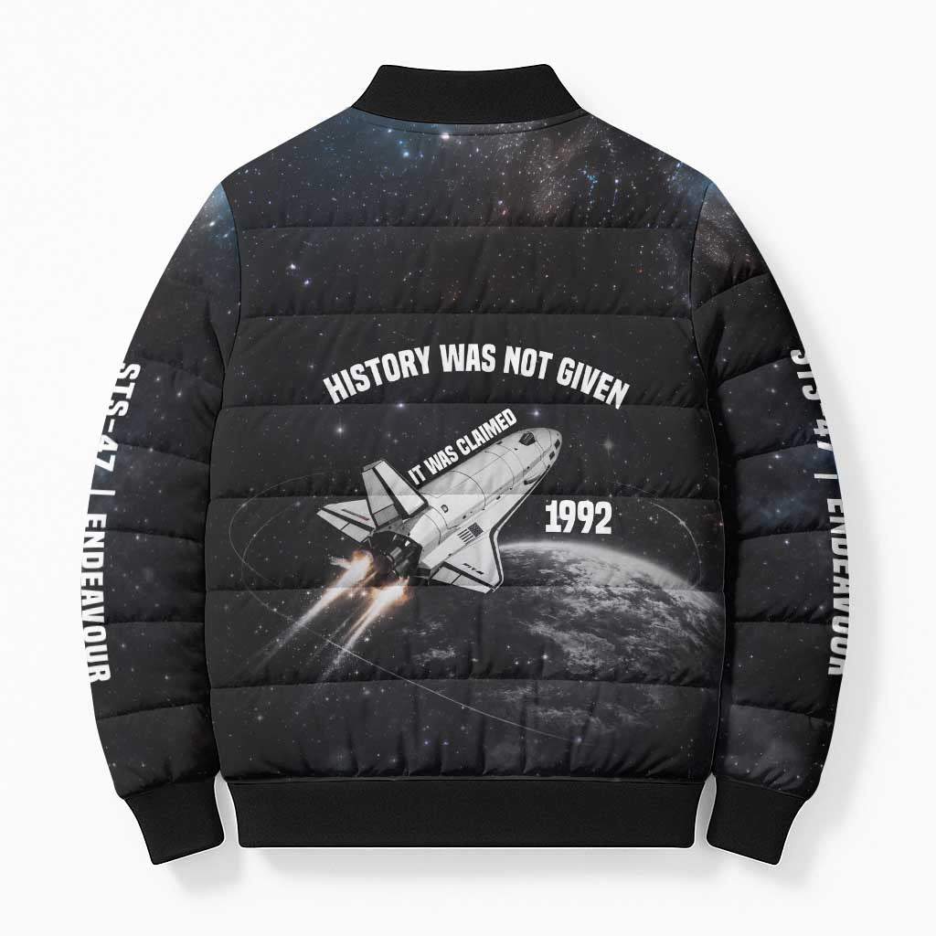 Mae Jemison Bomber Puffer Jacket with NASA Spacesuit Portrait, First Black Woman - Wonder Print Shop
