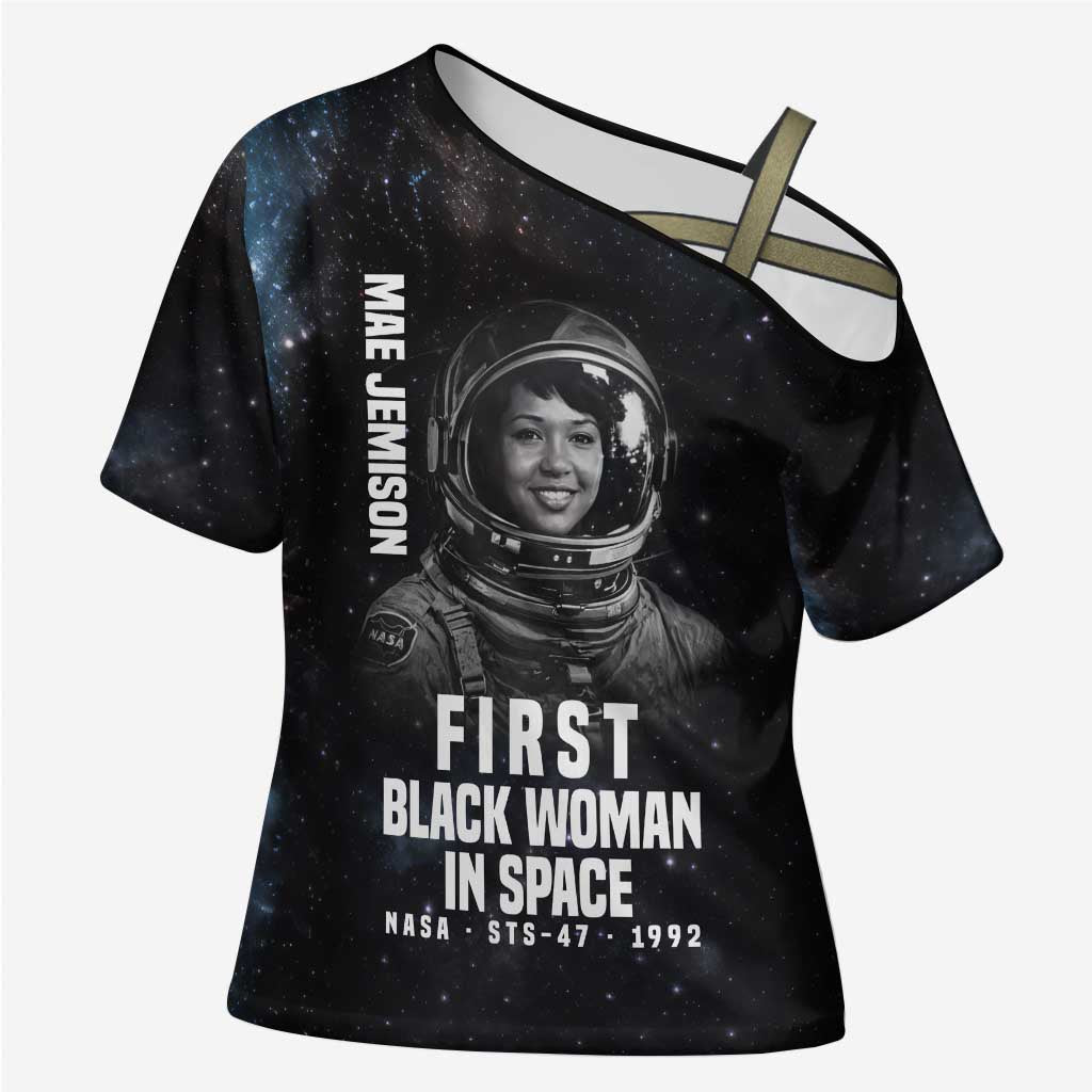 Mae Jemison Cross Shoulder Shirt with NASA Spacesuit Portrait, First Black Woman - Wonder Print Shop