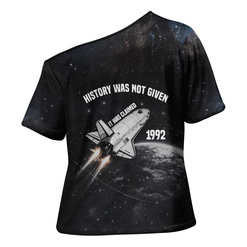 Mae Jemison Cross Shoulder Shirt with NASA Spacesuit Portrait, First Black Woman - Wonder Print Shop