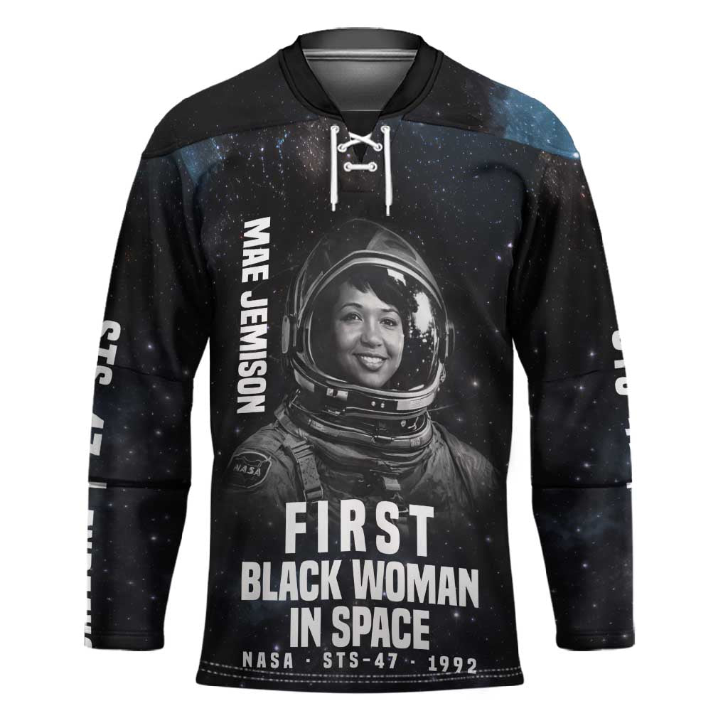 Mae Jemison Hockey Jersey with NASA Spacesuit Portrait, First Black Woman - Wonder Print Shop