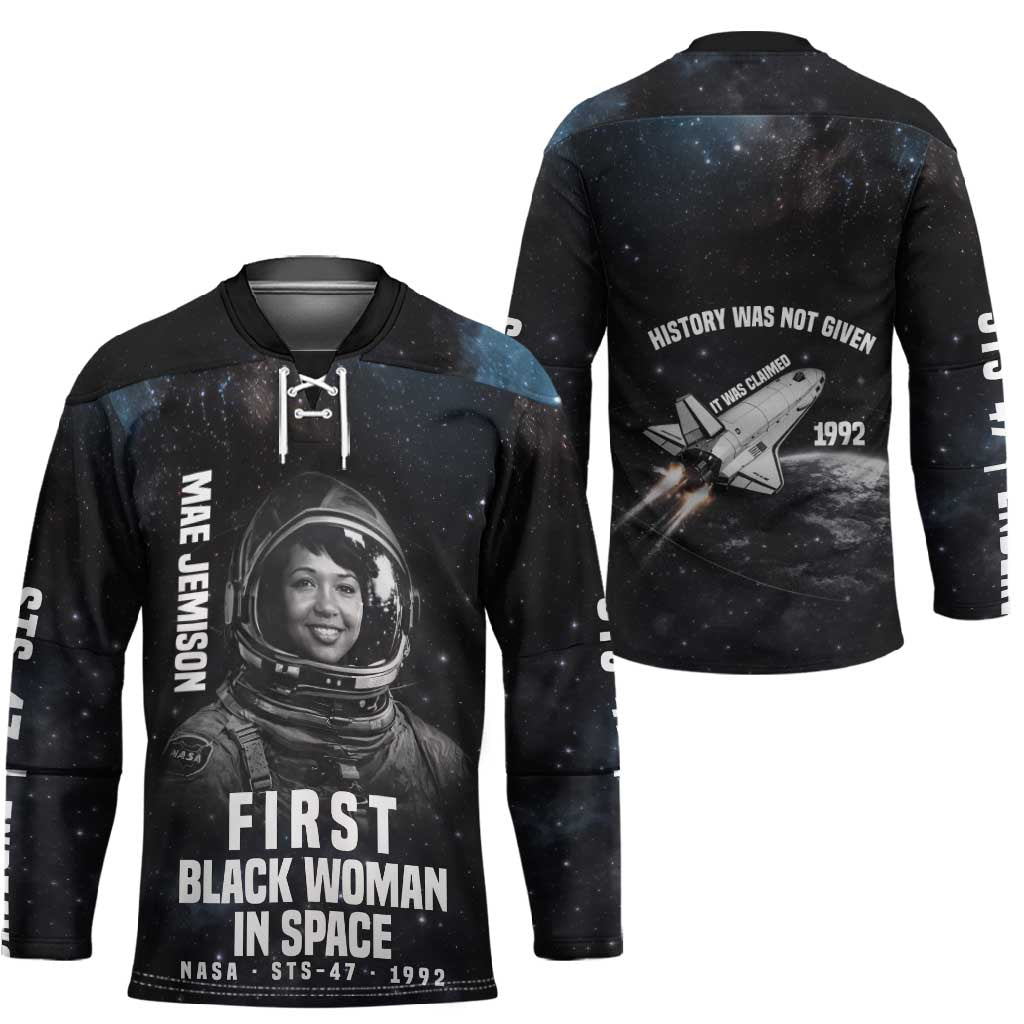 Mae Jemison Hockey Jersey with NASA Spacesuit Portrait, First Black Woman - Wonder Print Shop