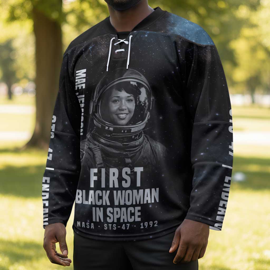 Mae Jemison Hockey Jersey with NASA Spacesuit Portrait, First Black Woman - Wonder Print Shop