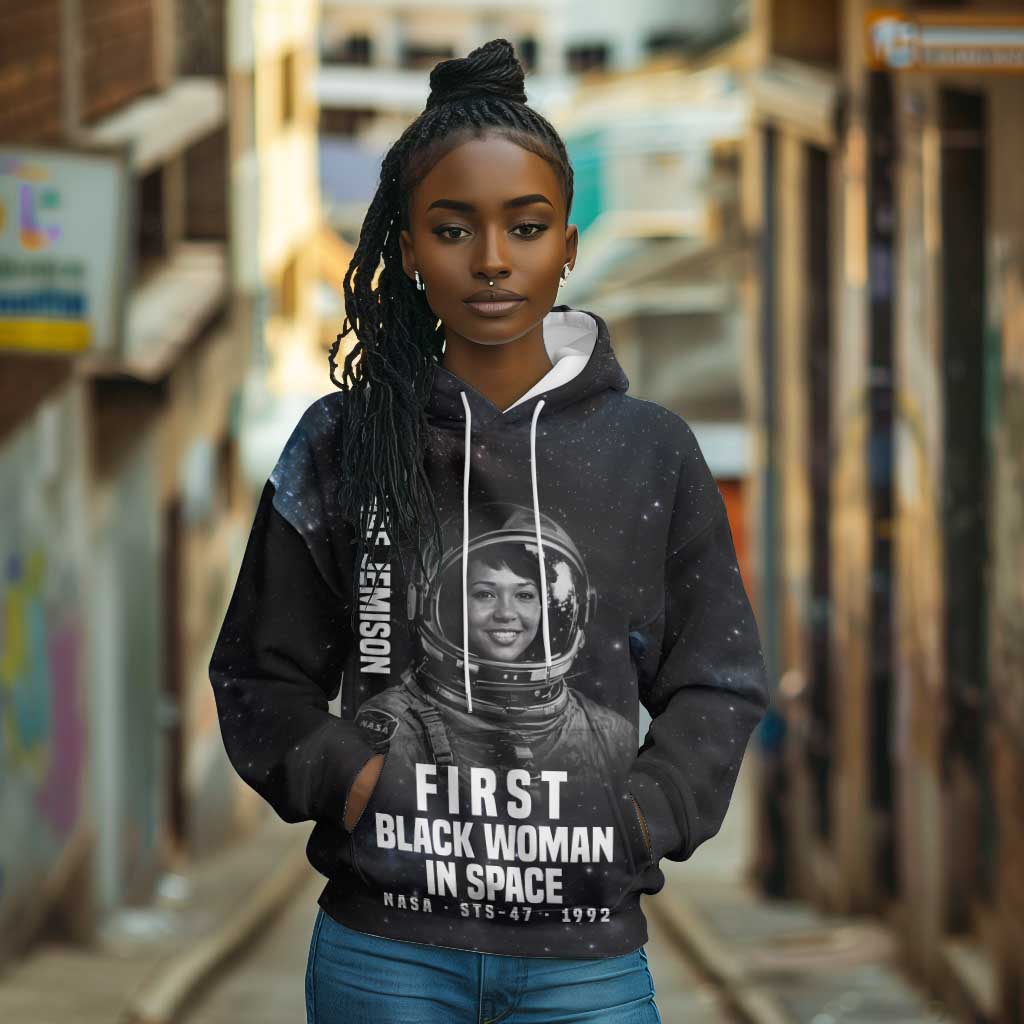 Mae Jemison Hoodie with NASA Spacesuit Portrait, First Black Woman - Wonder Print Shop