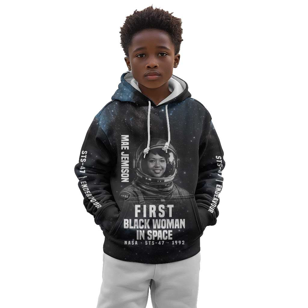 Mae Jemison Kid Hoodie with NASA Spacesuit Portrait, First Black Woman - Wonder Print Shop