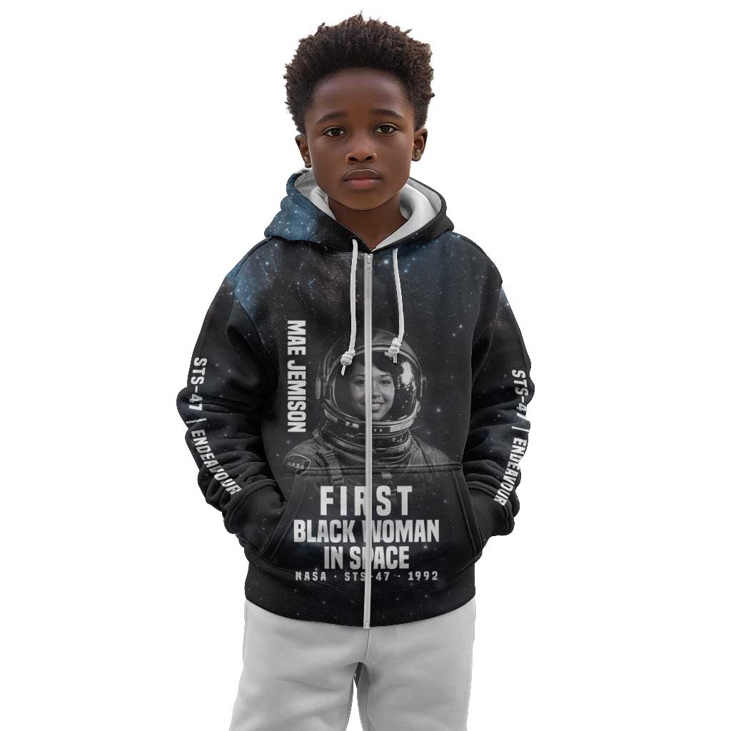 Mae Jemison Kid Hoodie with NASA Spacesuit Portrait, First Black Woman - Wonder Print Shop