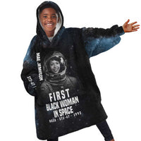Mae Jemison Kid Wearable Blanket Hoodie with NASA Spacesuit Portrait, First Black Woman - Wonder Print Shop