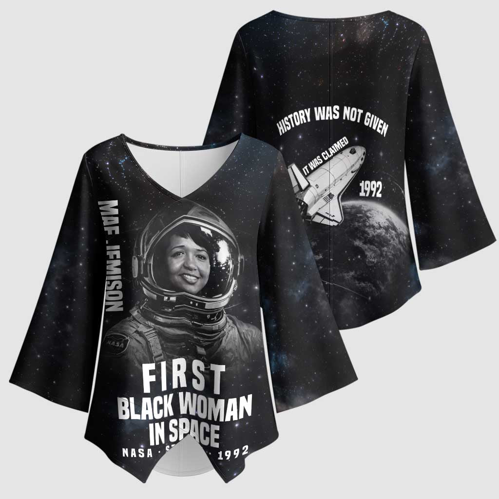 Mae Jemison Kimono Sleeve Blouse with NASA Spacesuit Portrait, First Black Woman - Wonder Print Shop