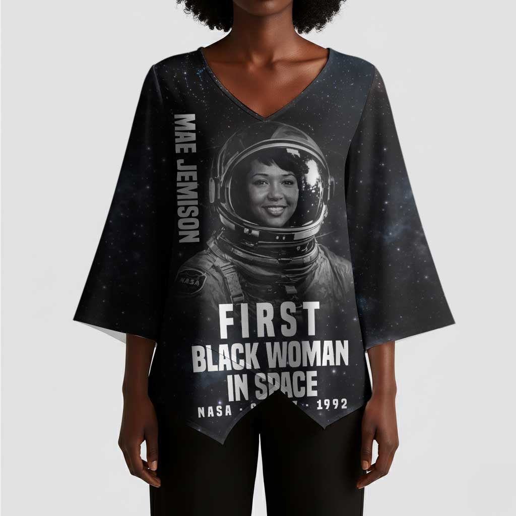 Mae Jemison Kimono Sleeve Blouse with NASA Spacesuit Portrait, First Black Woman - Wonder Print Shop