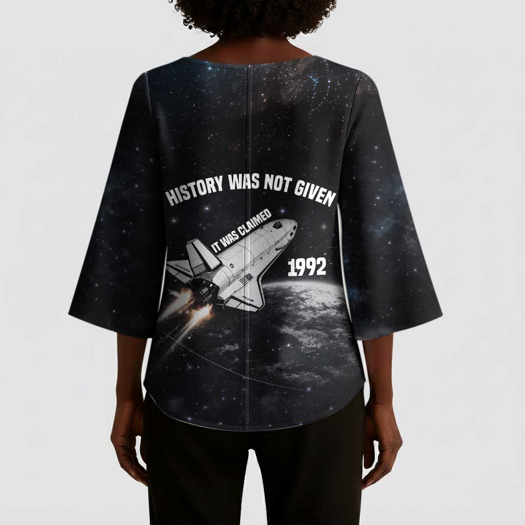 Mae Jemison Kimono Sleeve Blouse with NASA Spacesuit Portrait, First Black Woman - Wonder Print Shop