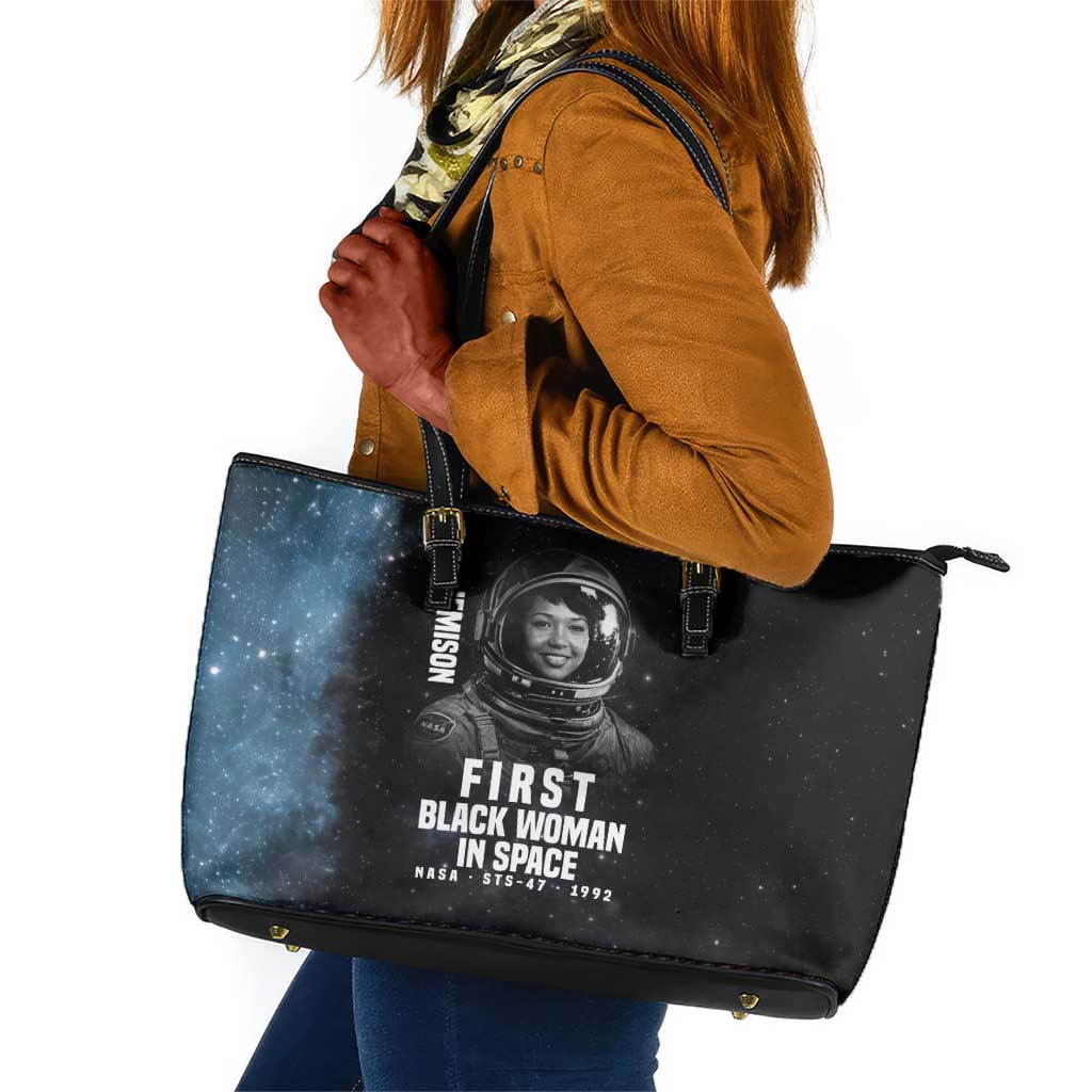 Mae Jemison Leather Tote Bag with NASA Spacesuit Portrait, First Black Woman - Wonder Print Shop