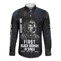 Mae Jemison Long Sleeve Button Shirt with NASA Spacesuit Portrait, First Black Woman - Wonder Print Shop