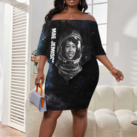 Mae Jemison Off Shoulder Short Dress with NASA Spacesuit Portrait, First Black Woman - Wonder Print Shop