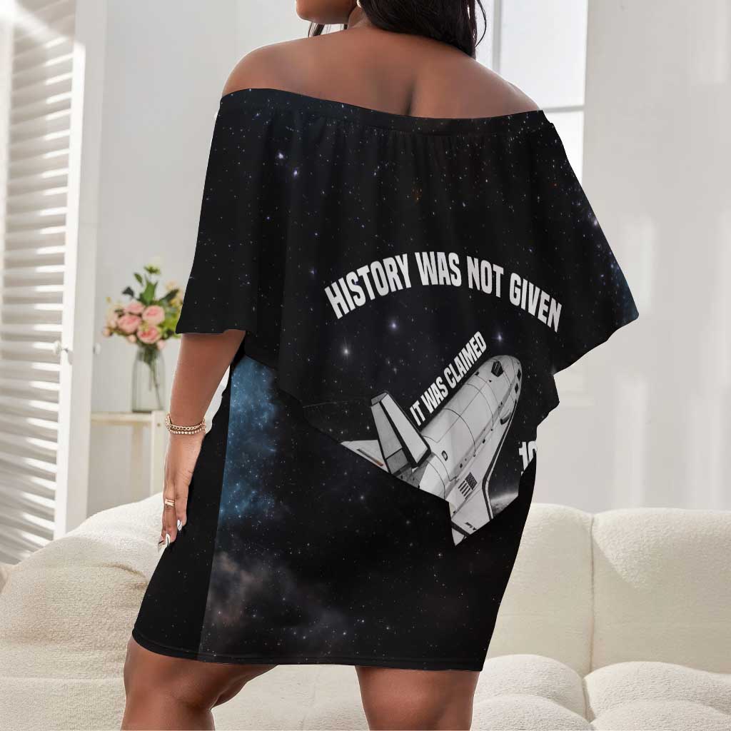 Mae Jemison Off Shoulder Short Dress with NASA Spacesuit Portrait, First Black Woman - Wonder Print Shop