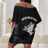 Mae Jemison Off Shoulder Short Dress with NASA Spacesuit Portrait, First Black Woman - Wonder Print Shop