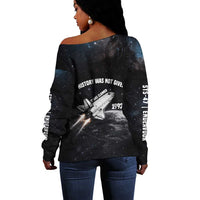 Mae Jemison Off Shoulder Sweater with NASA Spacesuit Portrait, First Black Woman - Wonder Print Shop