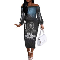 Mae Jemison Off The Shoulder Long Sleeve Dress with NASA Spacesuit Portrait, First Black Woman - Wonder Print Shop